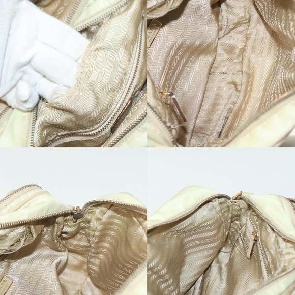 PRADA Shoulder Bag Nylon Beige Gold - Picture 12 of 13